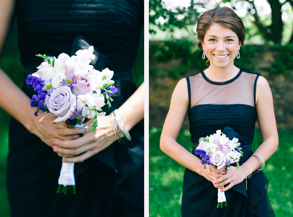 The Preserves Bridesmaid Black Dress Purple Flowers photo