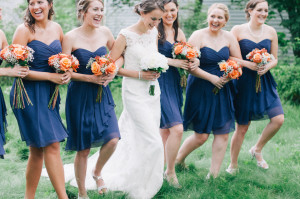 Lace Wedding Dress Purple Bridesmaids Dresses Red Orange Bouquet photo