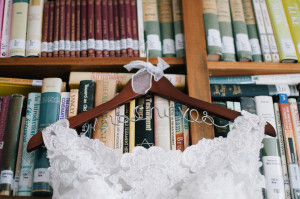 Lace Wedding Dress Custom Wooden Hanger Library photo
