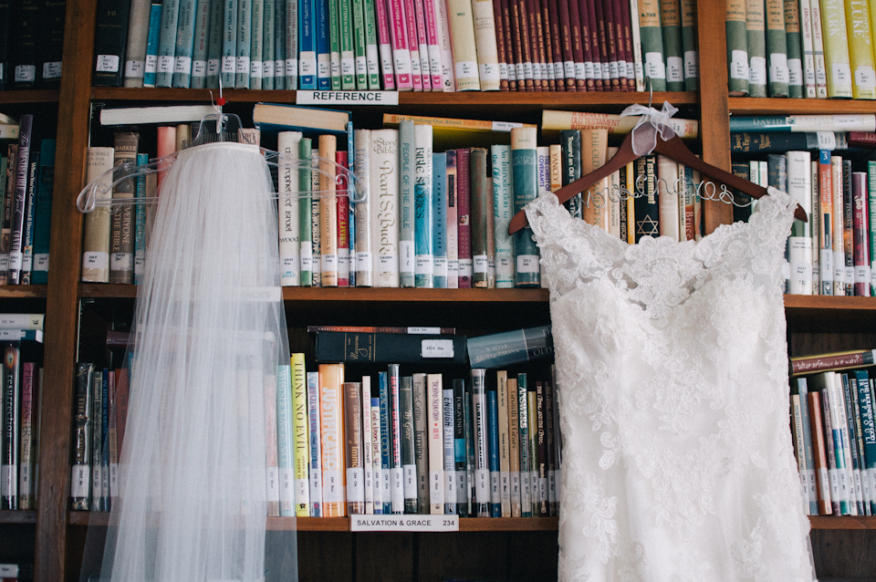 Keri-Andrew - Buffalo New York Wedding Photographer photo-4Lace Wedding Dress Custom Wooden Hanger Library Veil photo