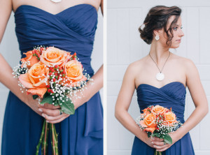 Purple Bridesmaid Dress Red Orange Bouquet photo