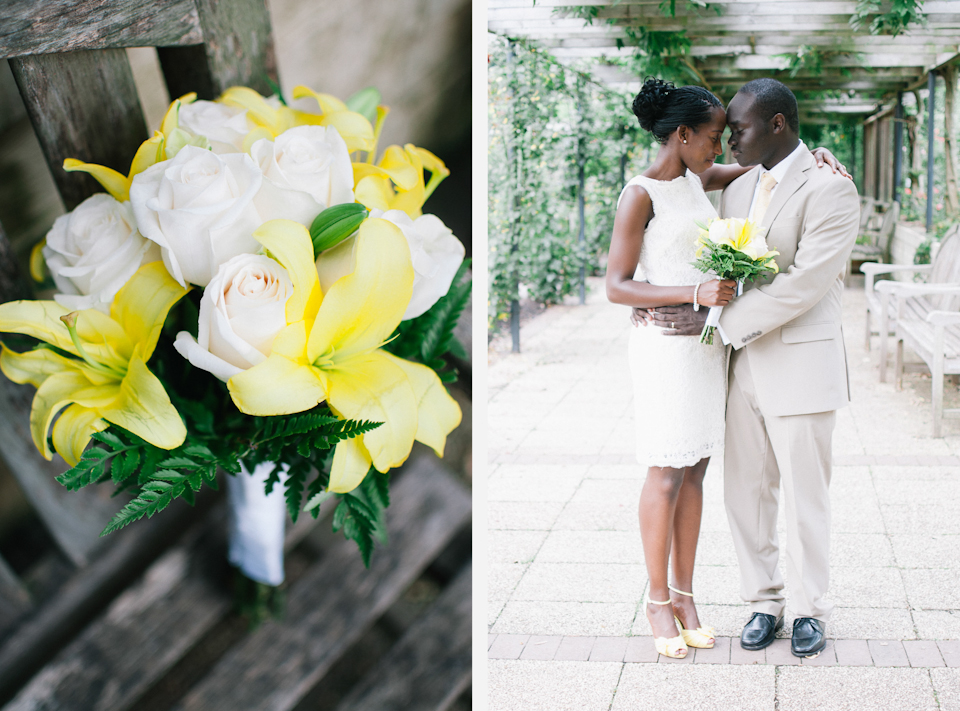 Yellow White Bridal Bouquet Rose Lily photo