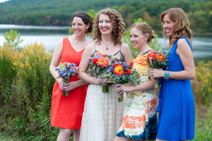 Bridget + Steven - Rocky Gap State Park Wedding - Cumberland Maryland Wedding Photographer - Orange Blue Bridesmaid Dress photo