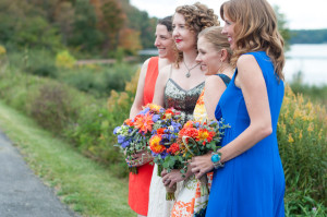 Bridget + Steven - Rocky Gap State Park Wedding - Cumberland Maryland Wedding Photographer - Orange Blue Bridesmaid Dress photo