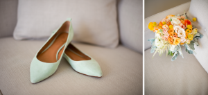 Madewell Mint Flats - Mint Orange Yellow Coral Wedding Bouquet photo