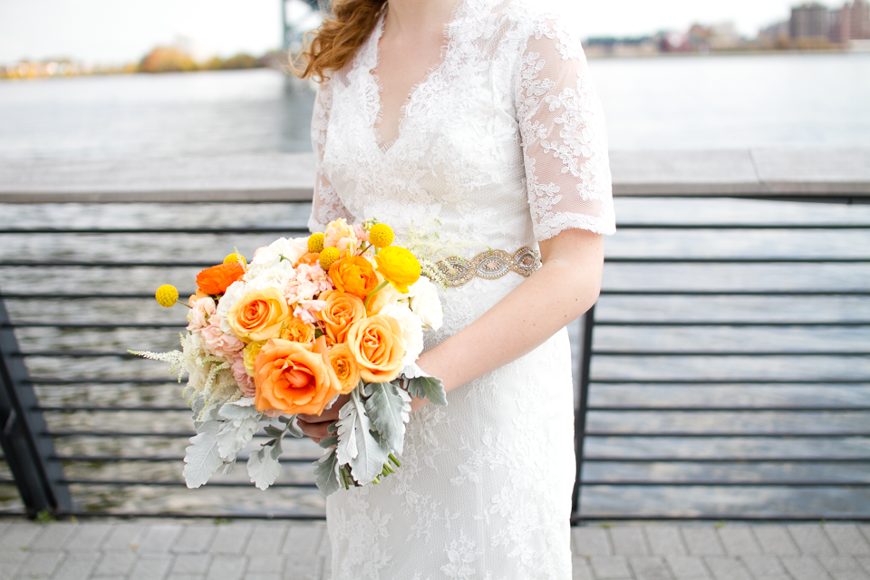 Allure Bridals 9019 Lace Wedding Dress Orange Mustard Flowers Race Street Pier Bride photo2