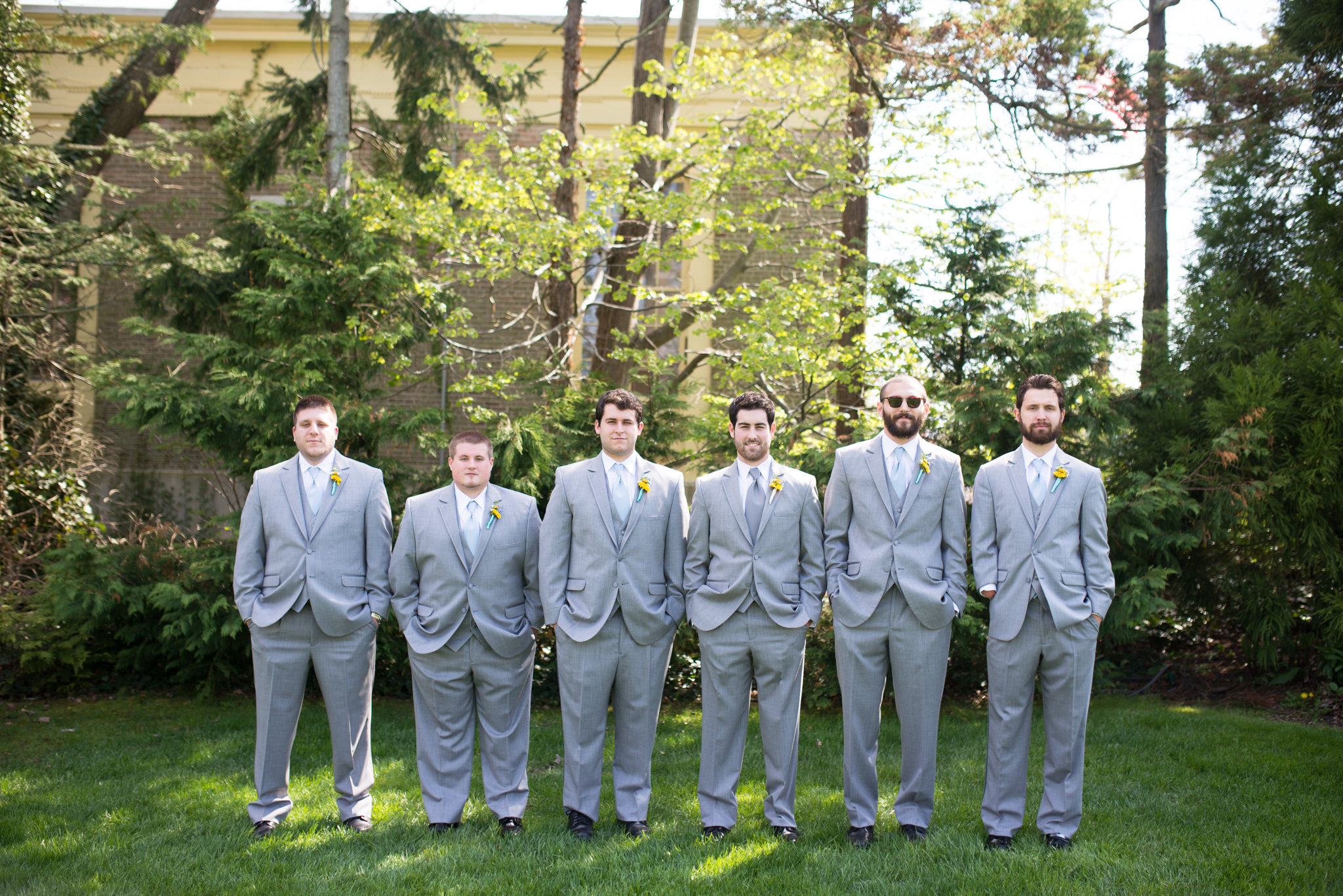 Groom Groomsmen Gray Suits photo