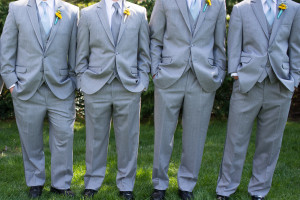 Groom Groomsmen Gray Suits photo