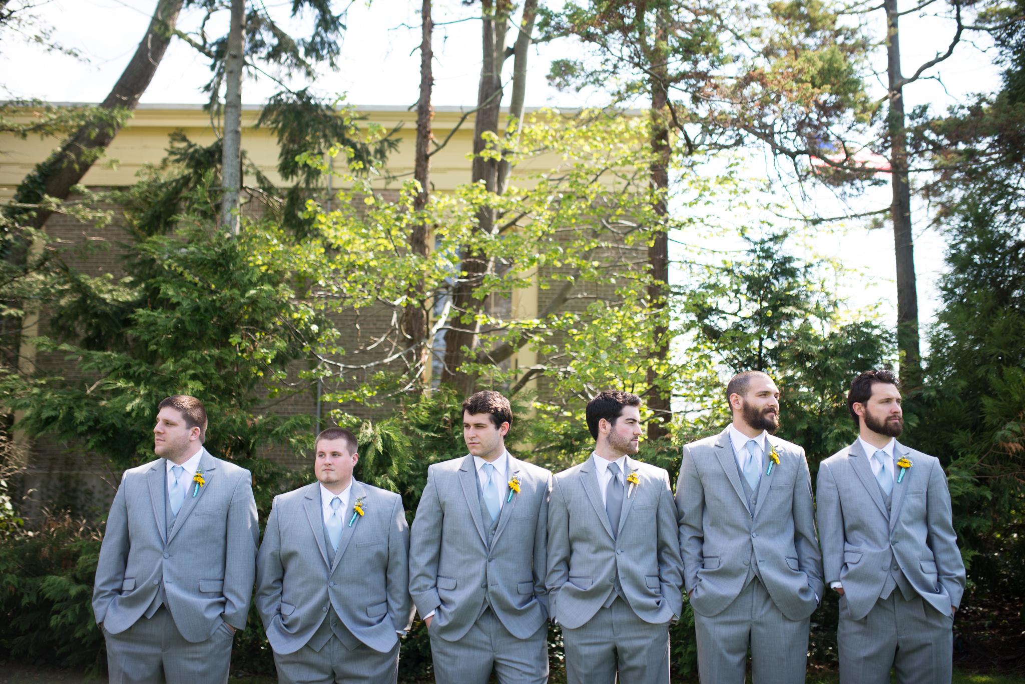 Groom Groomsmen Gray Suits photo