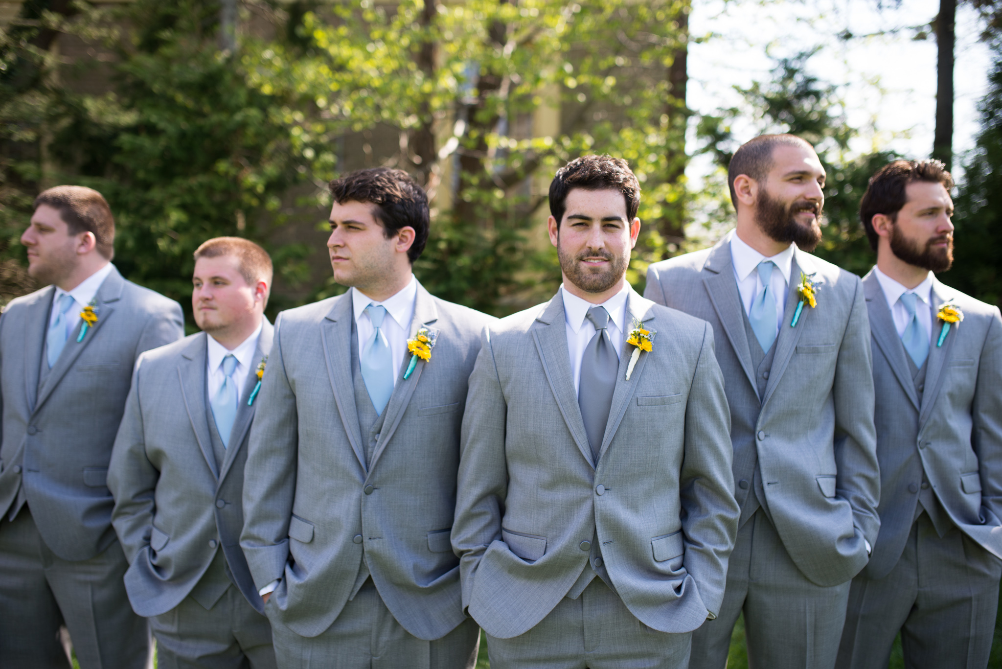 Groom Groomsmen Gray Suits photo