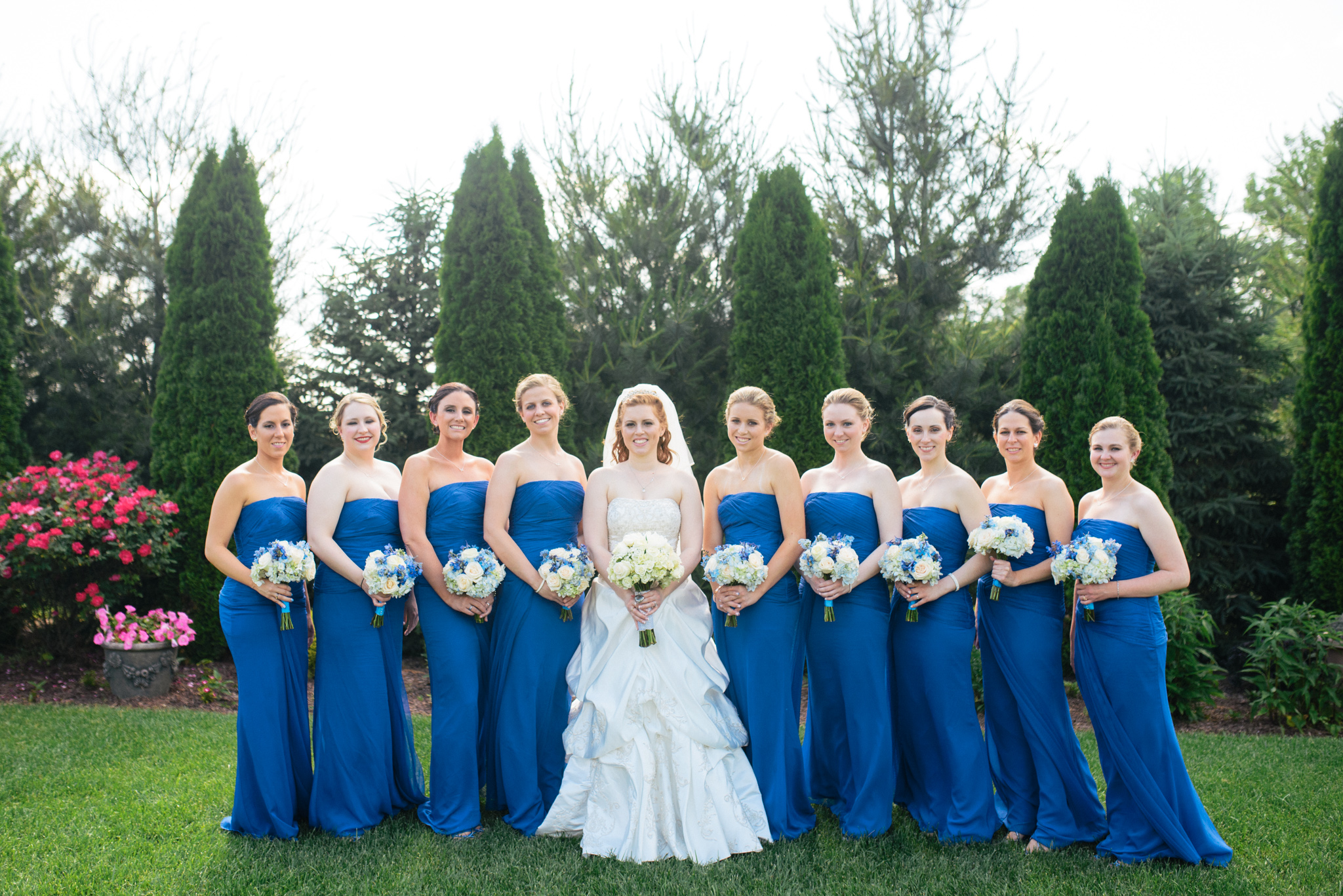 David's Bridal Crinkle Chiffon Column Gown VW360105 Blue Bridesmaid Dress photo