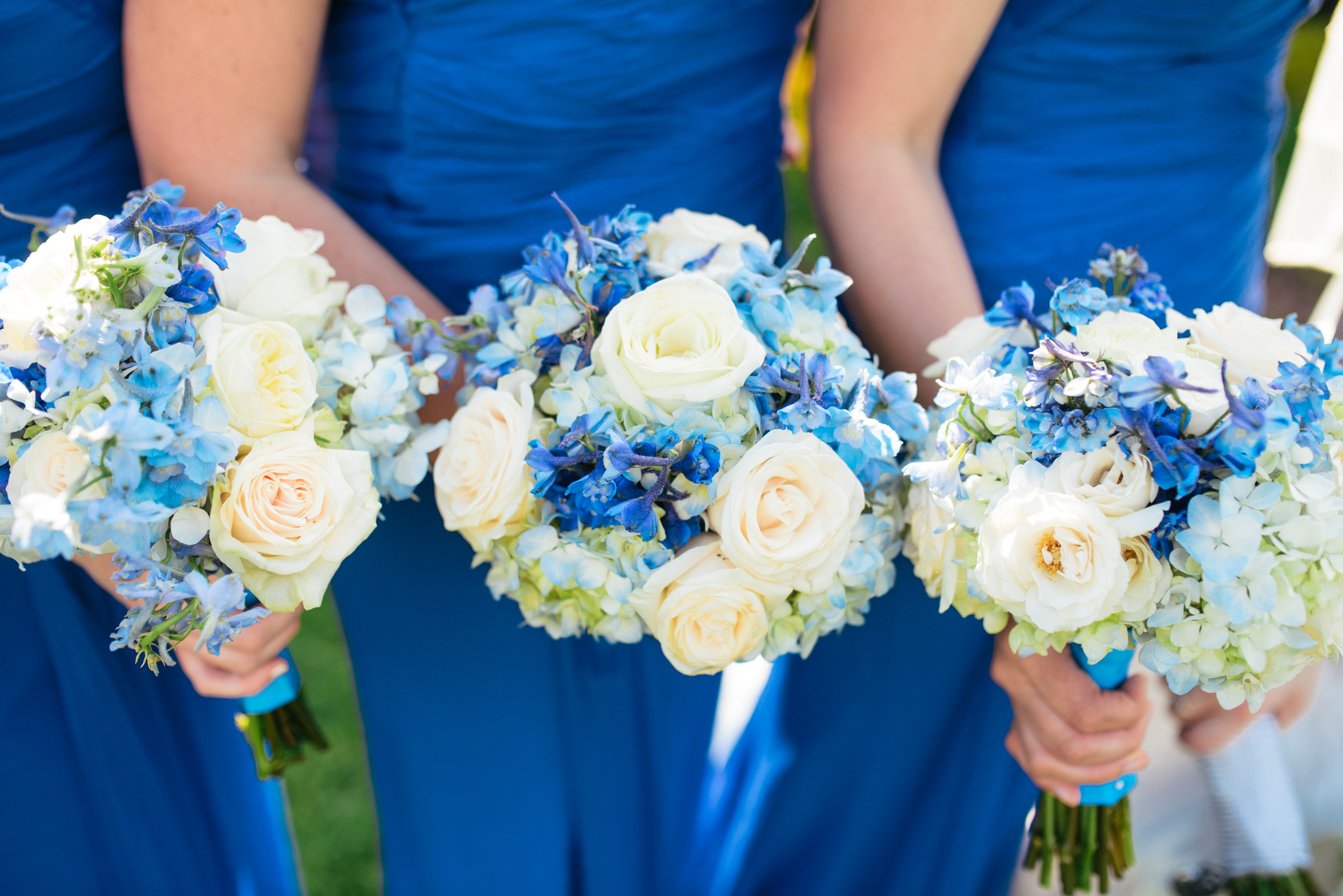 Blue Bridesmaid Dress White Blue Bouquet photo