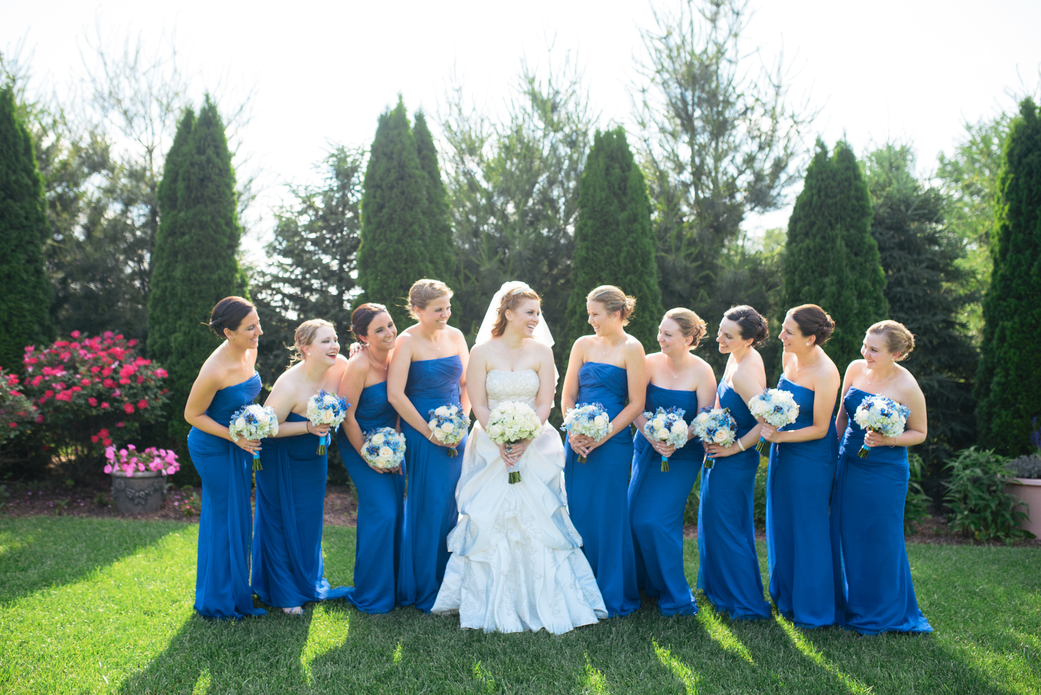 David's Bridal Crinkle Chiffon Column Gown VW360105 Blue Bridesmaid Dress photo