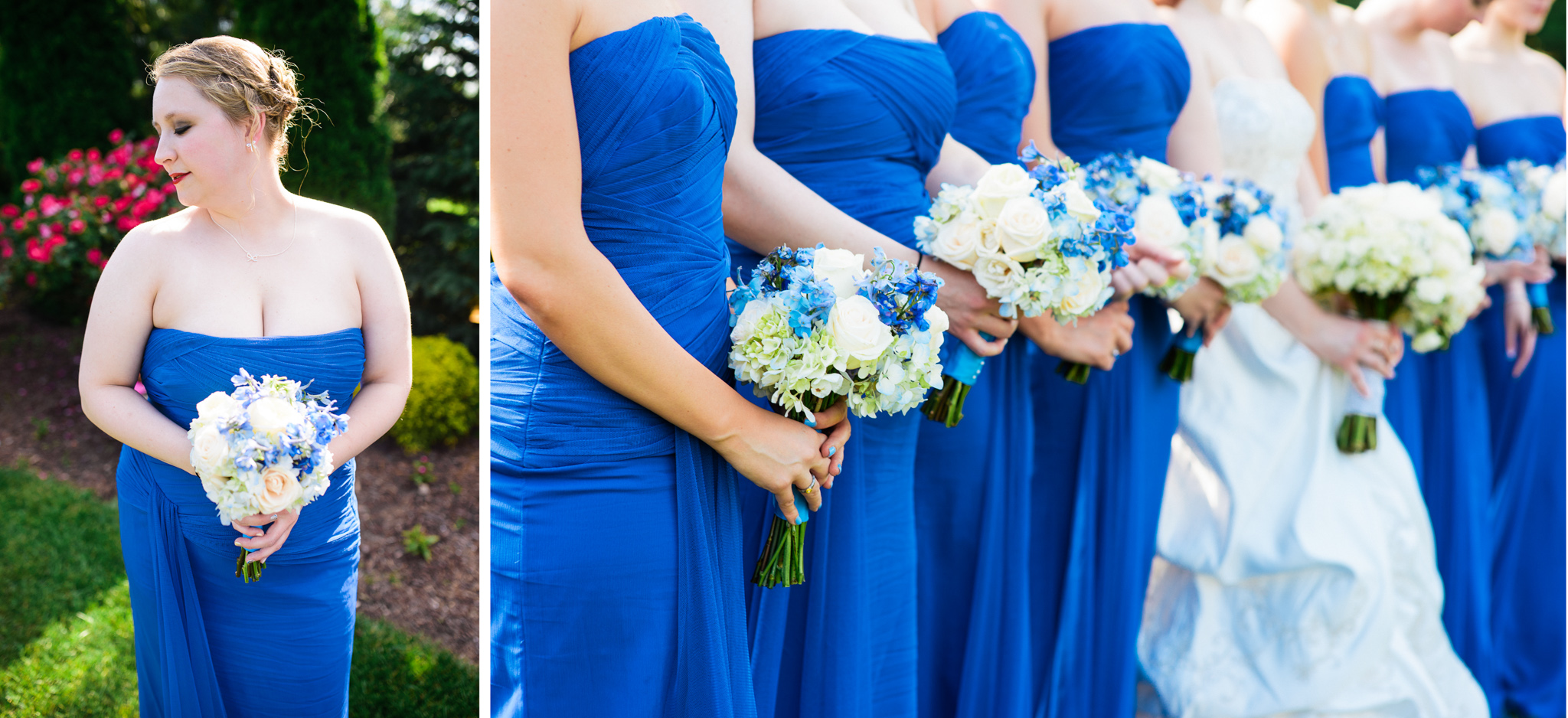 David's Bridal Crinkle Chiffon Column Gown VW360105 Blue Bridesmaid Dress photo