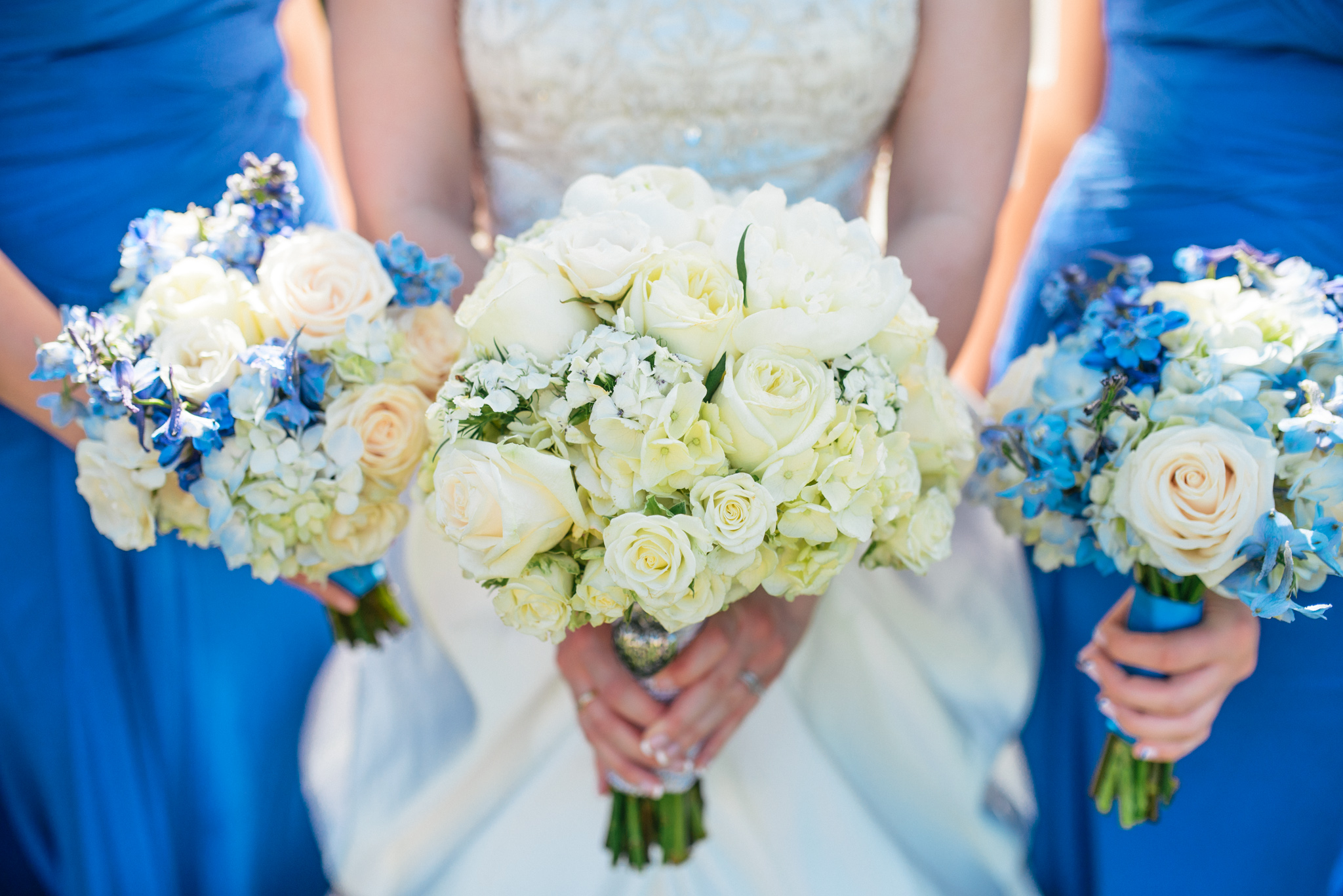 Blue Bridesmaid Dress White Blue Bouquet photo