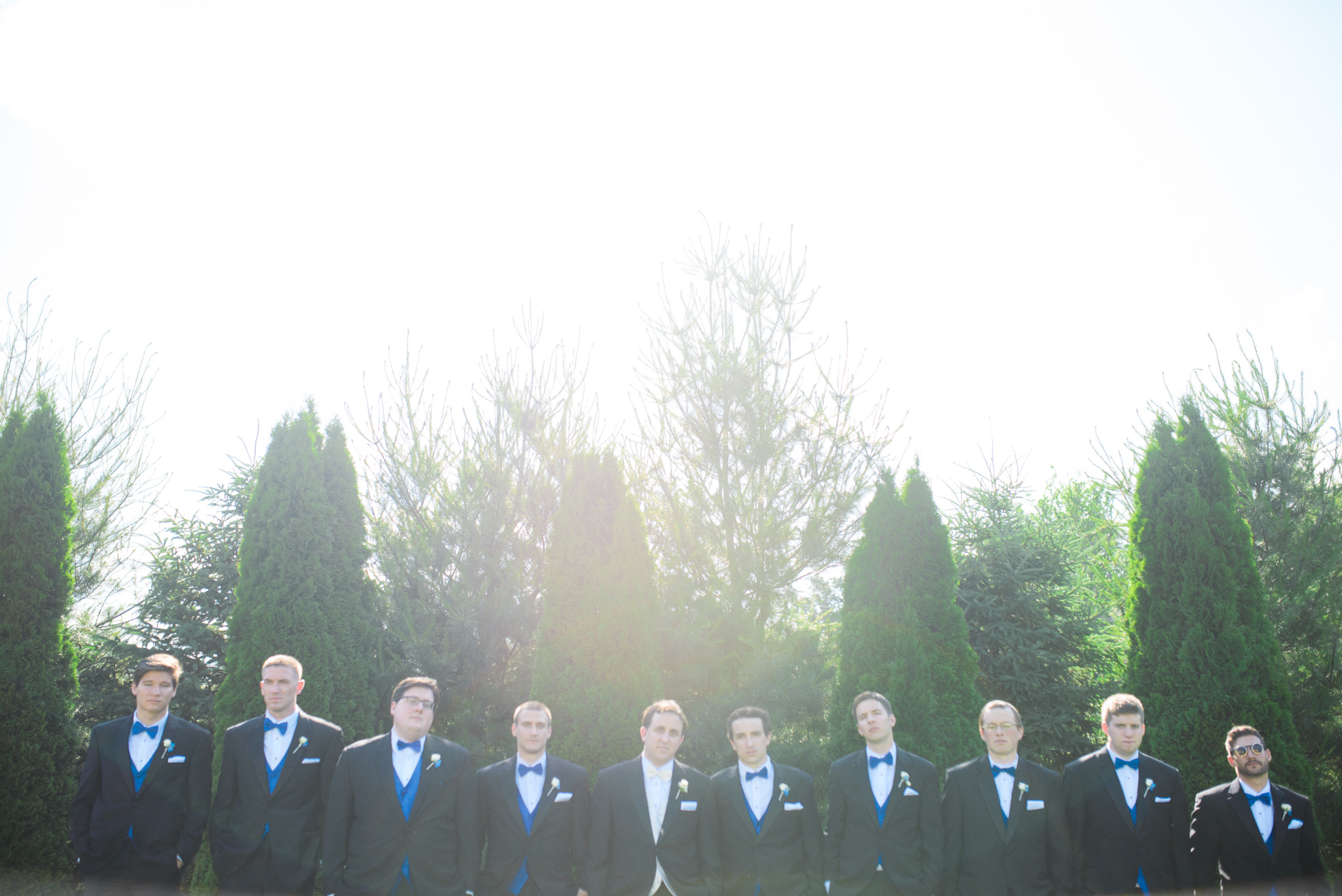 Black Groomsman Tuxedo Blue Bowtie photo