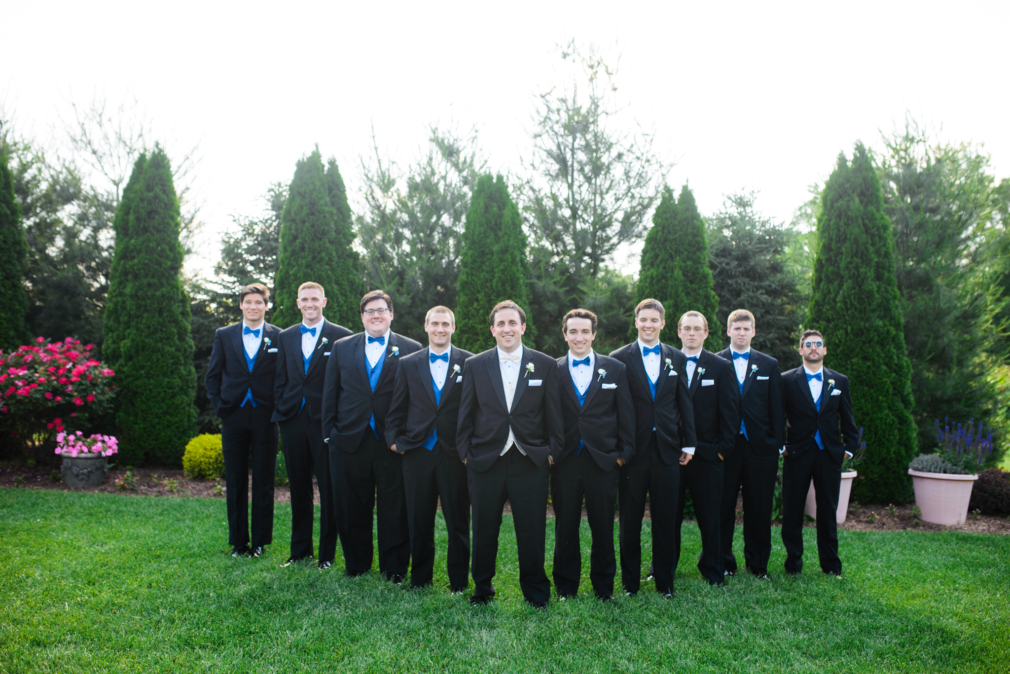 Black Groomsman Tuxedo Blue Bowtie photo