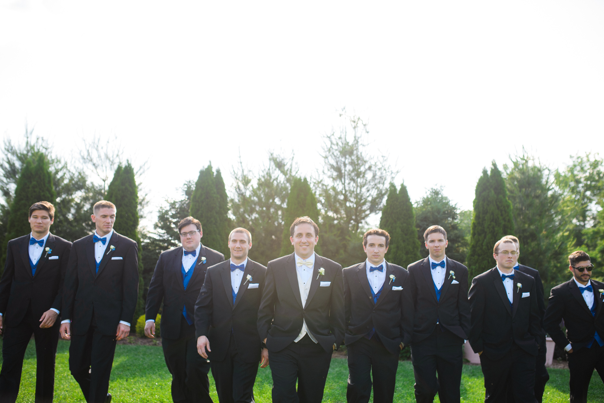 Black Groomsman Tuxedo Blue Bowtie photo