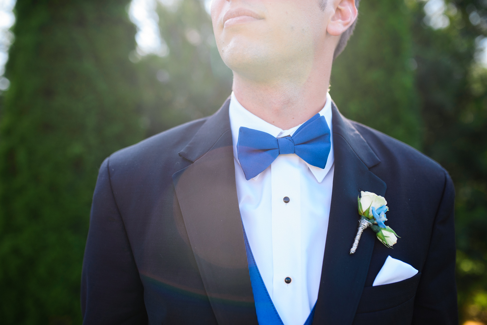 Black Groomsman Tuxedo Blue Bowtie photo