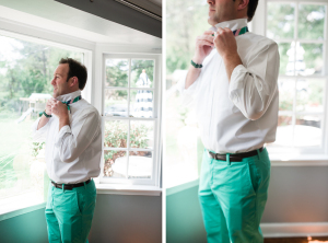 Blue Green Pink Bowtie Groomsman photo