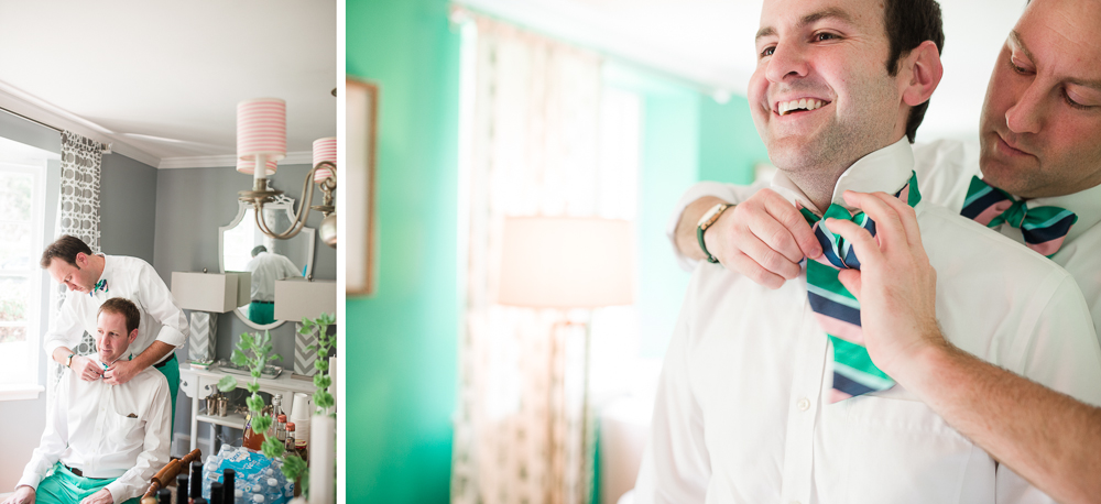 Blue Green Pink Bowtie Groomsman photo