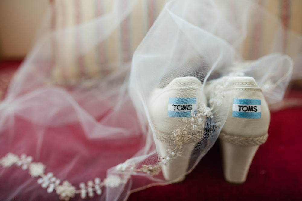 White Bridal Toms Wedges photo