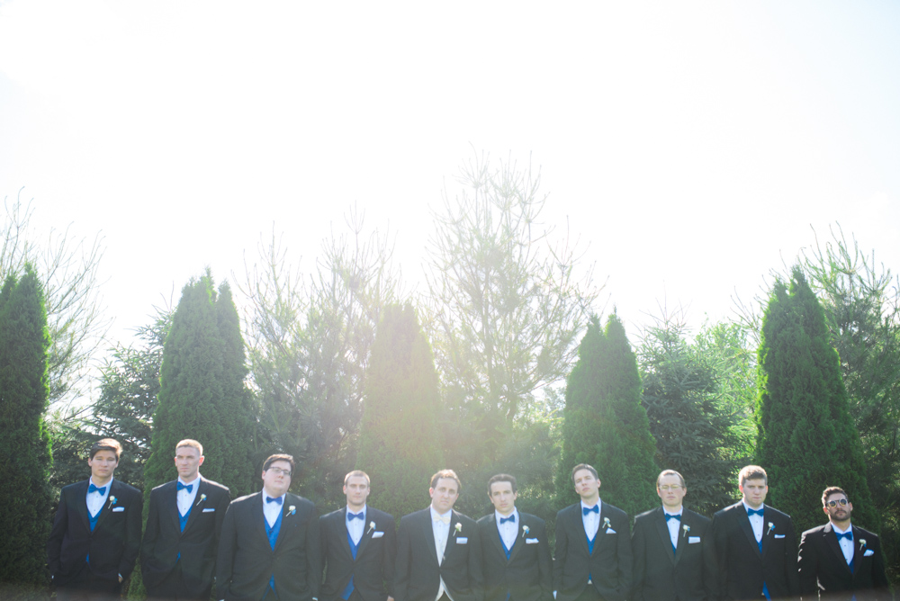 Black Groomsmen Tux Blue Bowtie photo