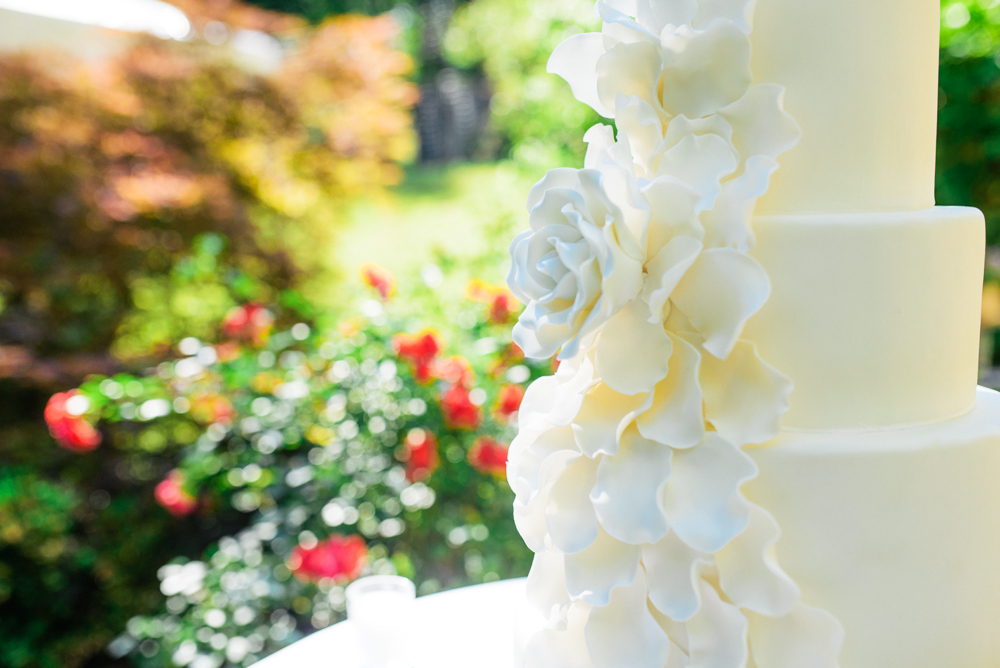 All White Fondant Wedding Cake photo