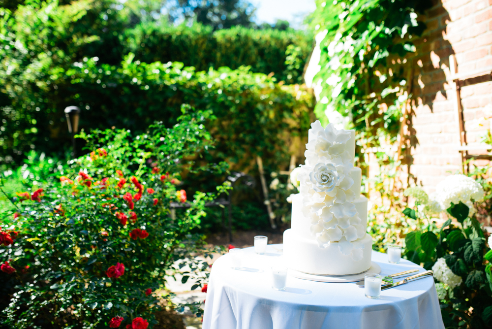 All White Fondant Wedding Cake photo