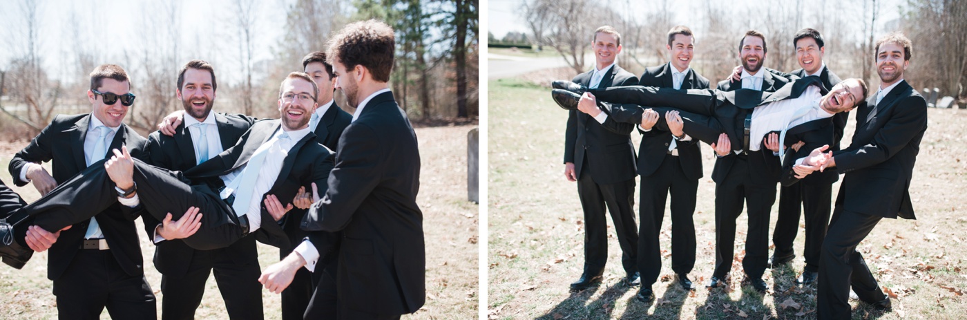 Groomsmen Black Suits Powder Blue Tie photo