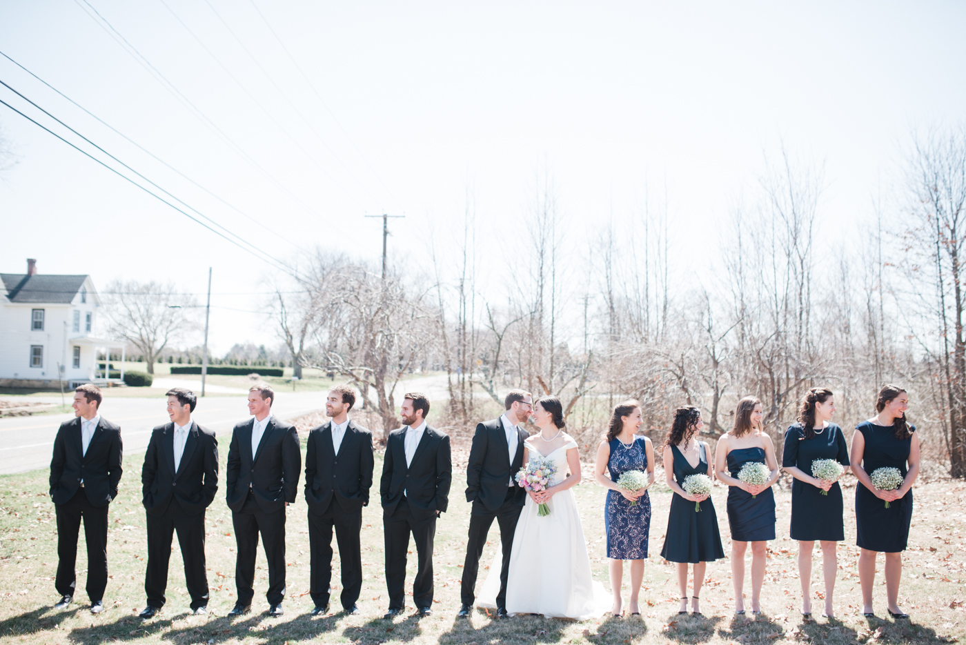 Groomsmen Black Suits Powder Blue Tie photo