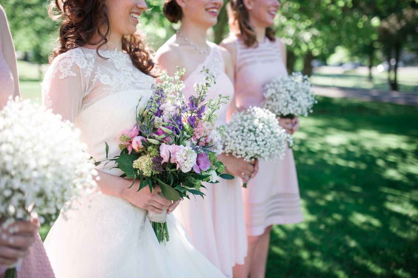 Blush Pink Bridesmaid Dresses - Baby's Breath Bouquets photo