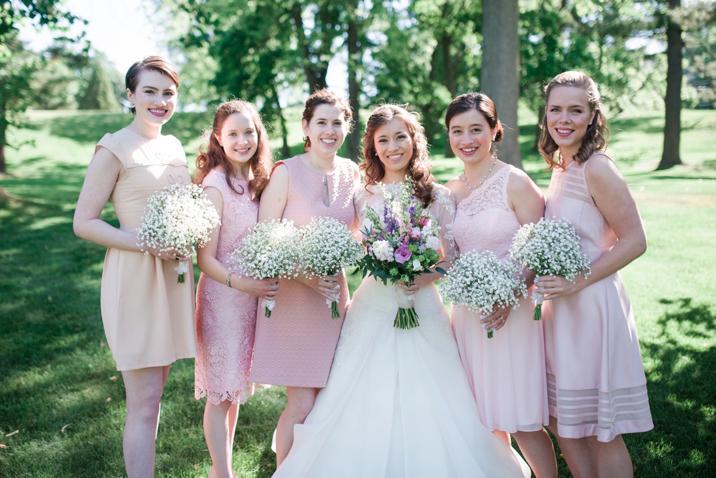 Blush Pink Bridesmaid Dresses - Baby's Breath Bouquets photo