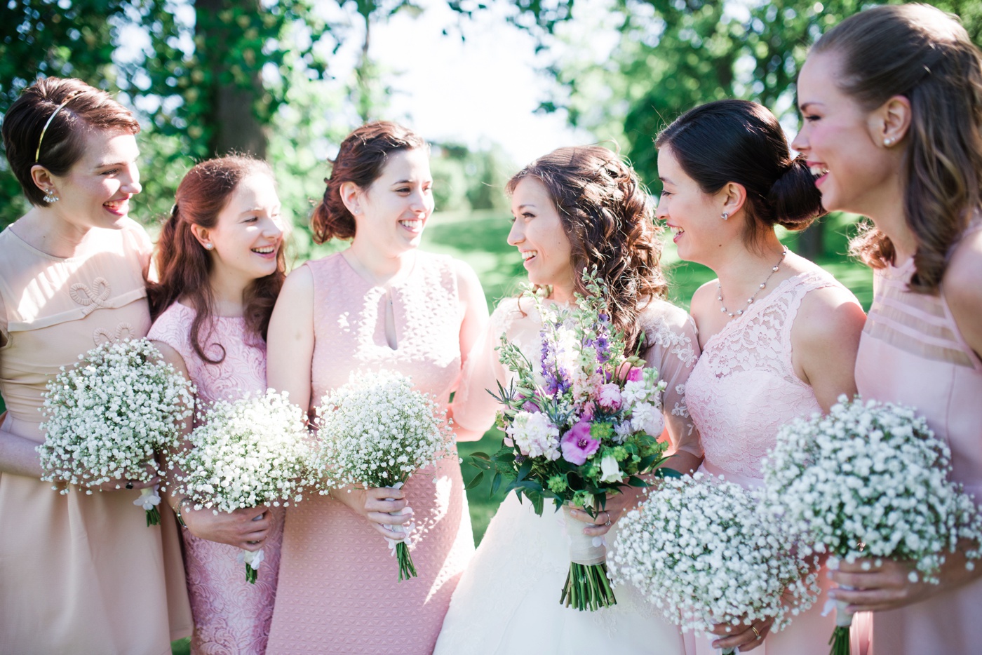 Blush Pink Bridesmaid Dresses - Baby's Breath Bouquets photo