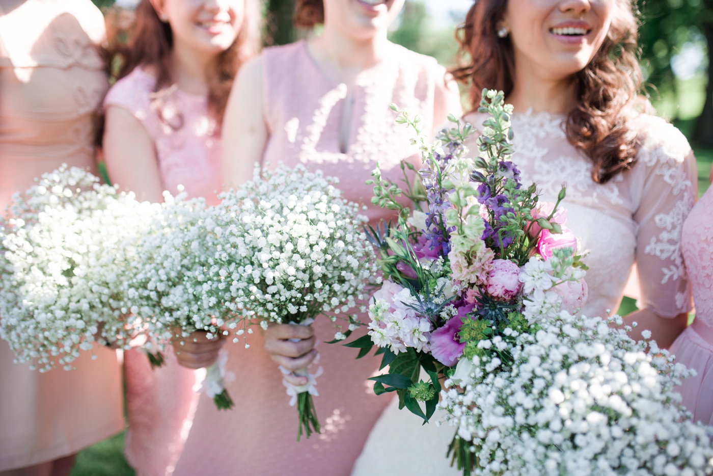 Blush Pink Bridesmaid Dresses - Baby's Breath Bouquets photo