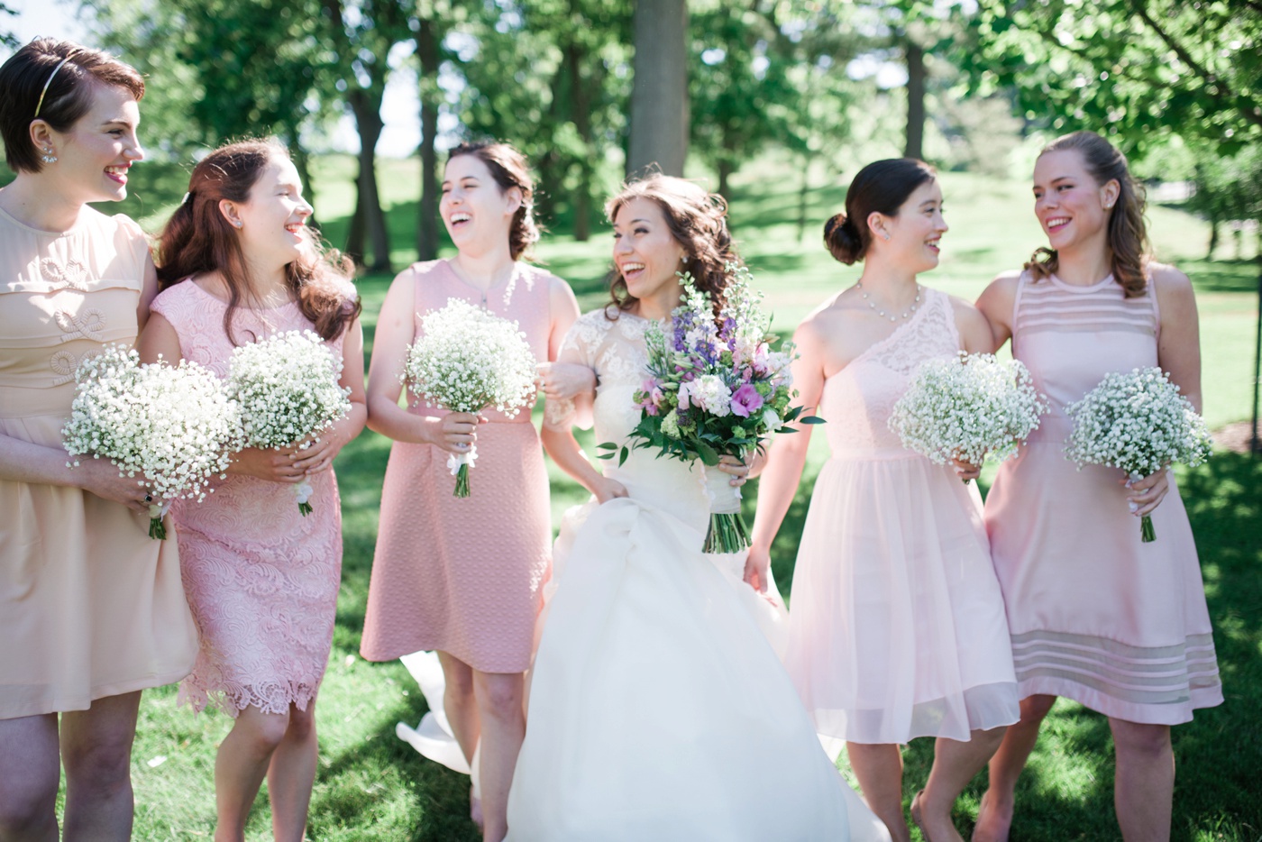 Blush Pink Bridesmaid Dresses - Baby's Breath Bouquets photo