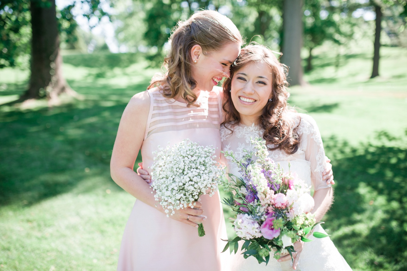 54 - Blush Pink Bridesmaid Dresses - Baby's Breath Bouquets photo