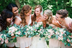 Blush Pink Bill Levkoff Bridesmaid Dresses - Petals with Style Flowers photo