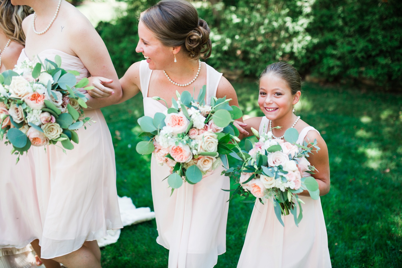 Blush Pink Bill Levkoff Bridesmaid Dresses - Petals with Style Flowers photo