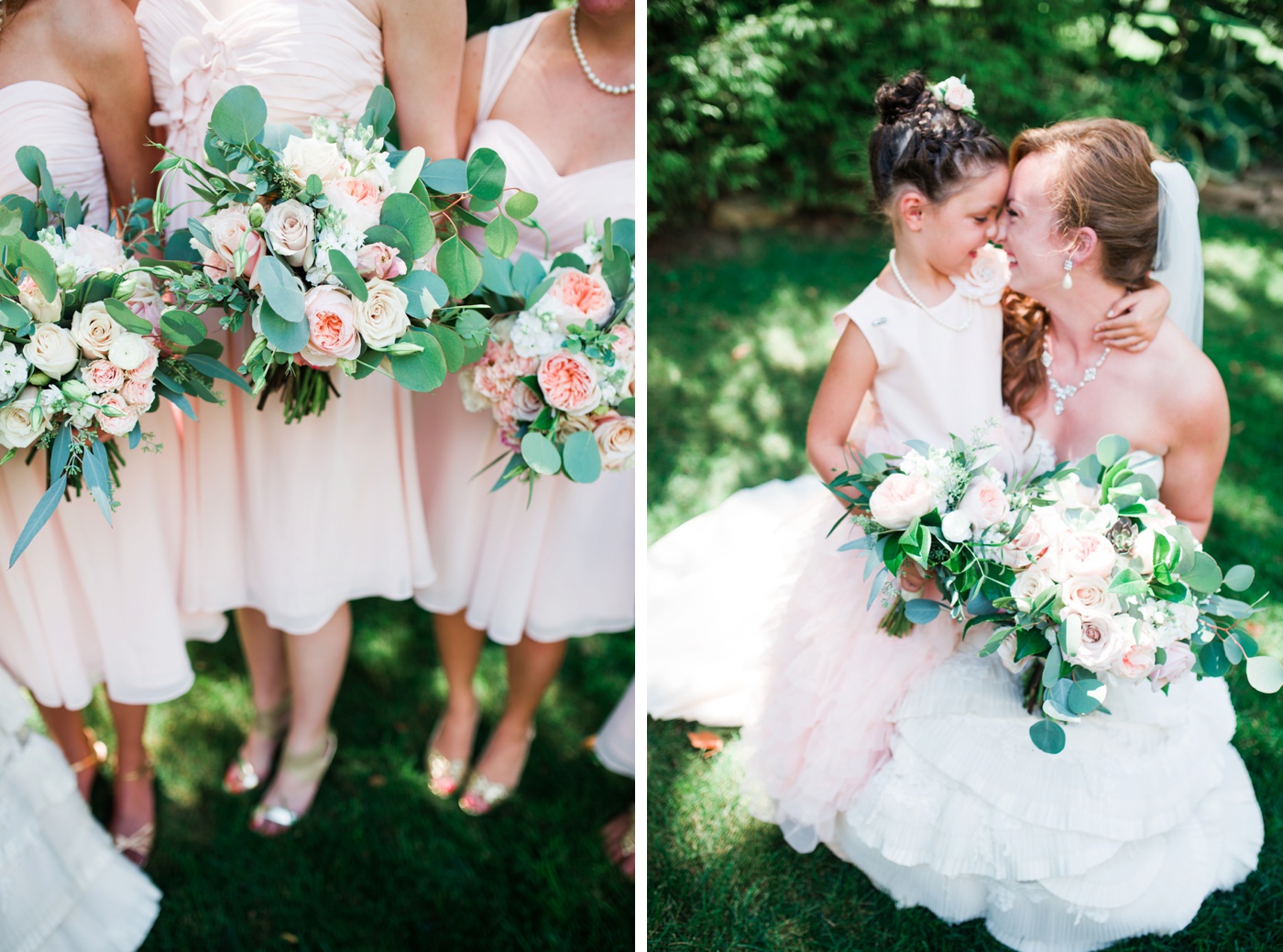 Blush Pink Bill Levkoff Bridesmaid Dresses - Petals with Style Flowers photo