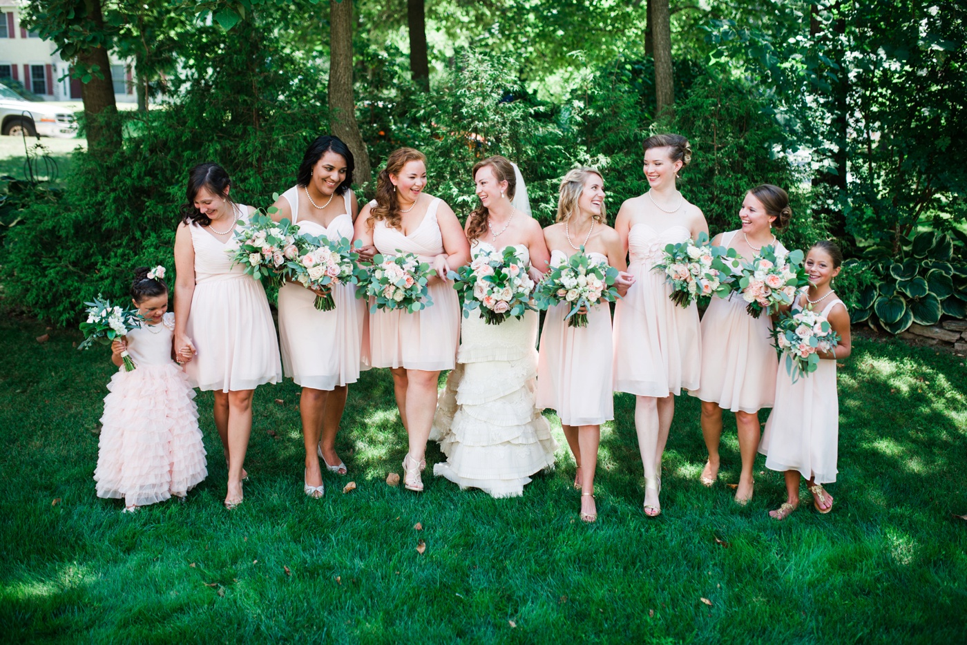 Blush Pink Bill Levkoff Bridesmaid Dresses - Petals with Style Flowers photo