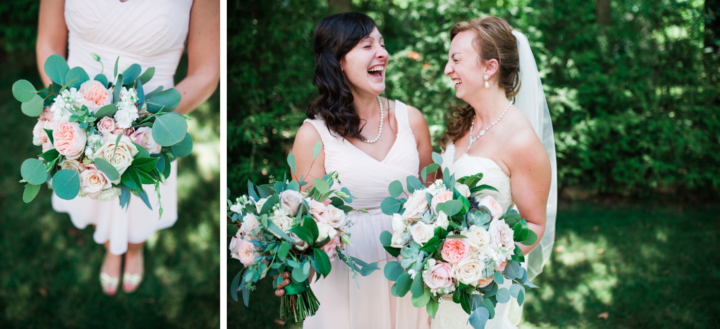 Blush Pink Bill Levkoff Bridesmaid Dresses - Petals with Style Flowers photo