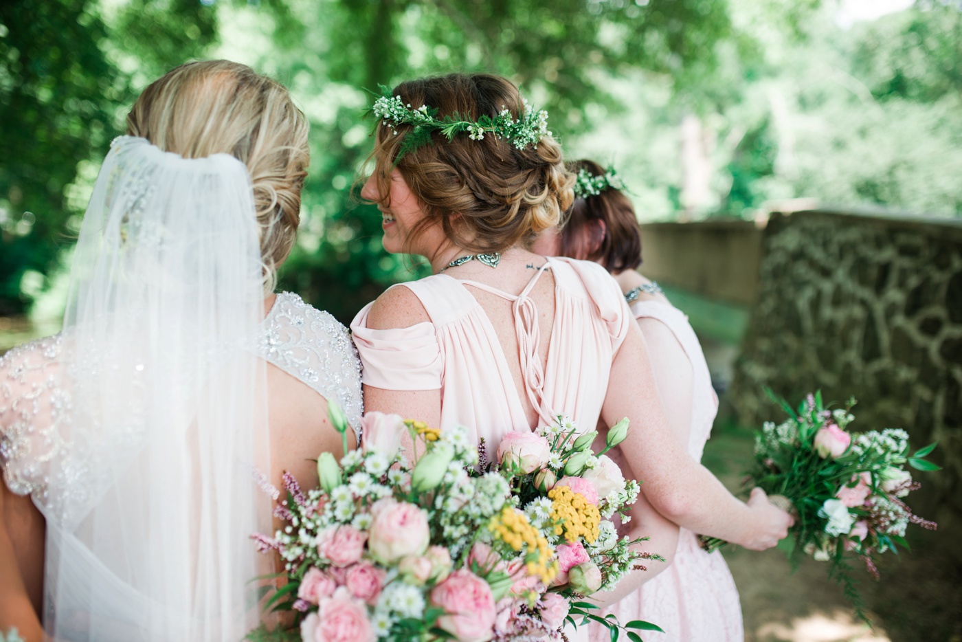 Blush Pink Mixed Bridesmaid Dresses - Flower Crowns photo