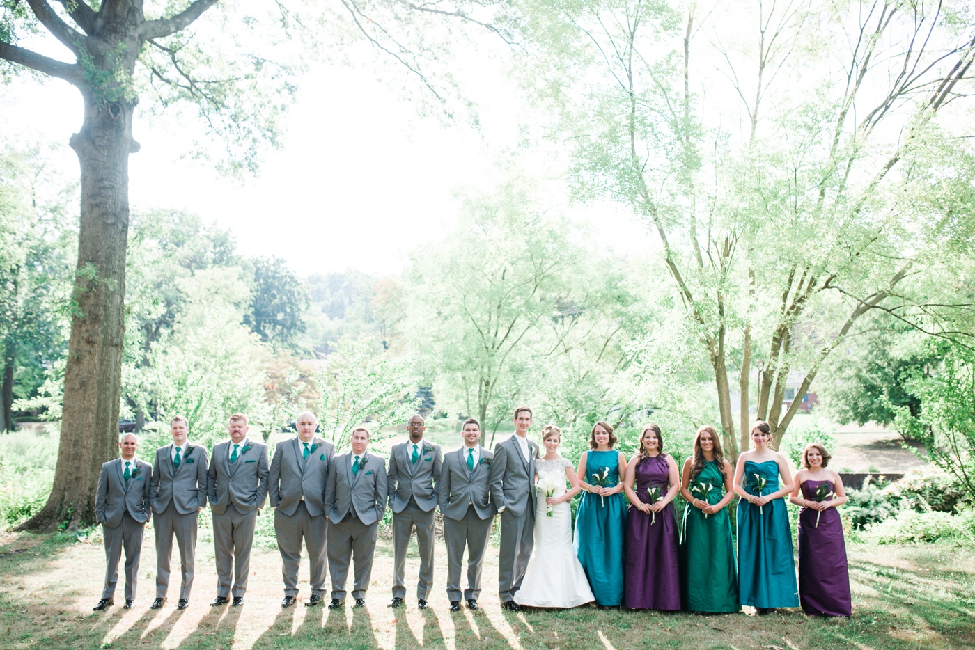 Goffle Brook Park Wedding Party Photos - Jewel Tone Mixed Bridesmaid Dresses photo