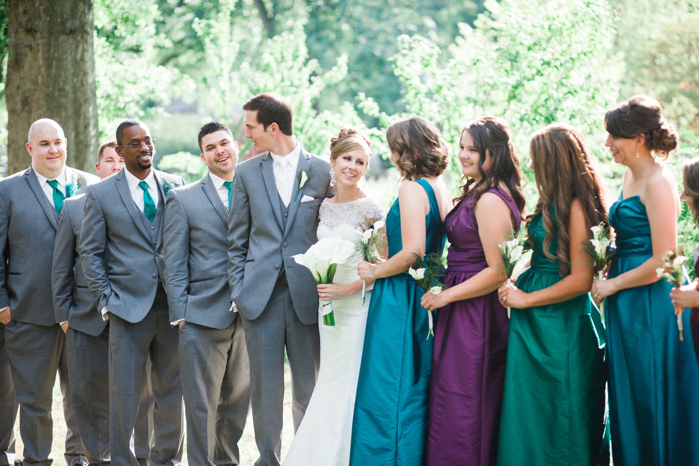 Goffle Brook Park Wedding Party Photos - Jewel Tone Mixed Bridesmaid Dresses photo