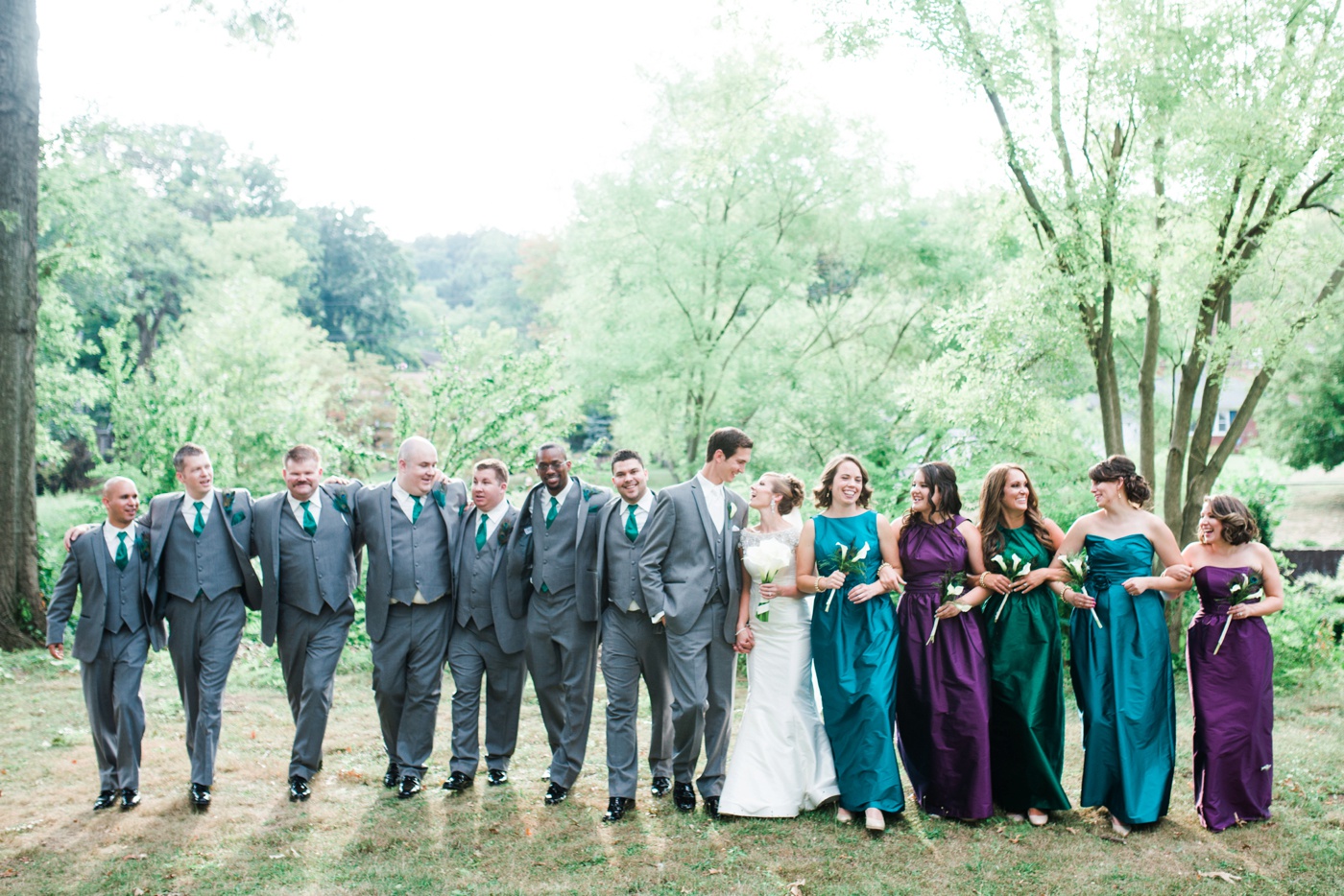 Goffle Brook Park Wedding Party Photos - Jewel Tone Mixed Bridesmaid Dresses photo