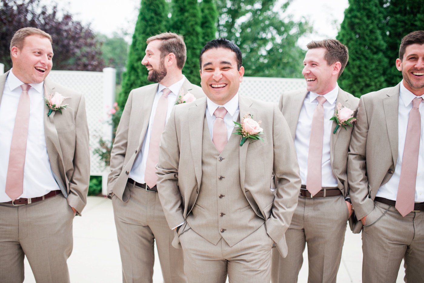 JC Penney Tan Groomsmen Suits photo