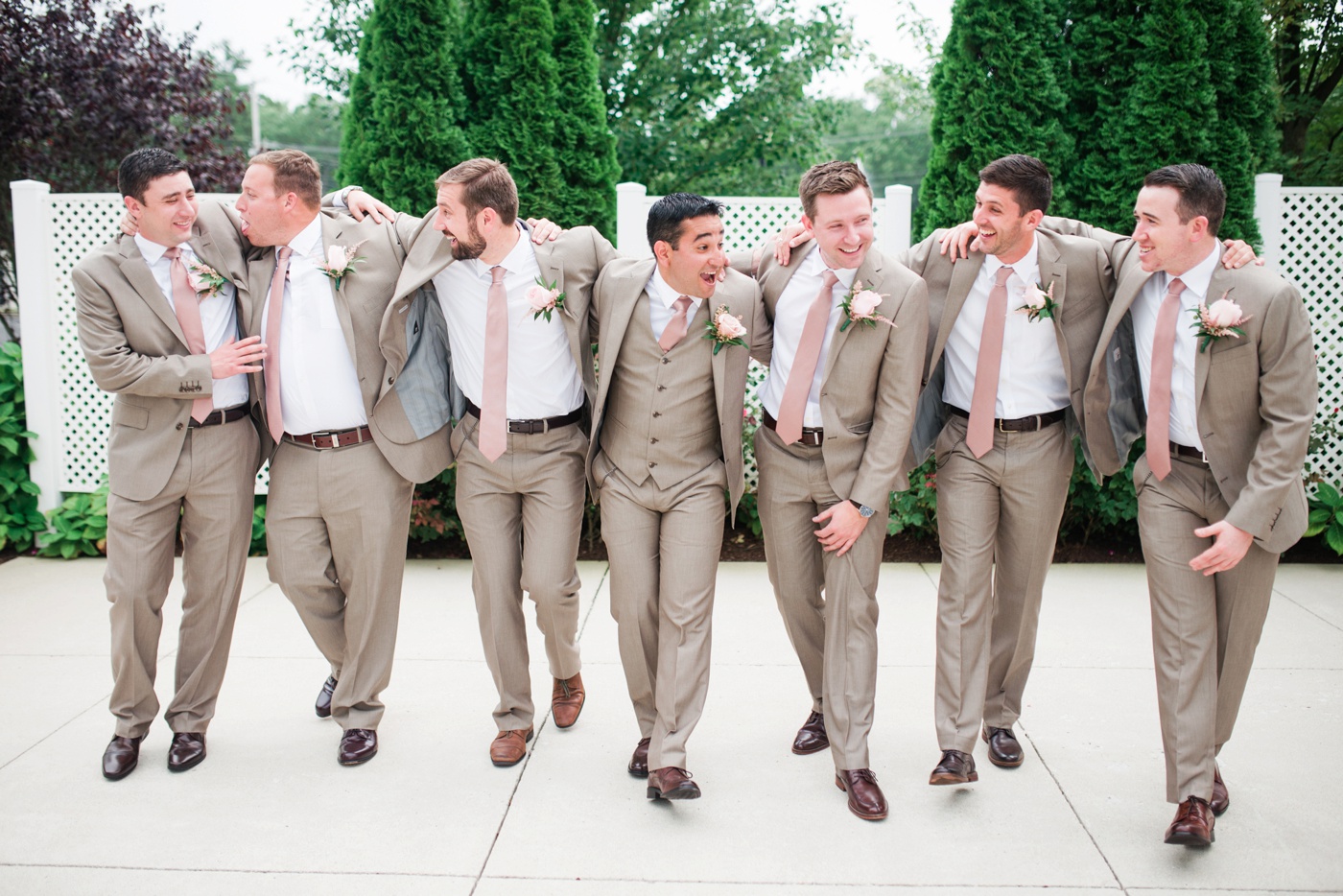 JC Penney Tan Groomsmen Suits photo