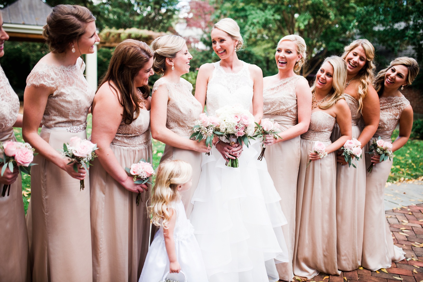 Tan Jim Hjelm Floor Length Bridesmaid Dresses - Historical Society of Haddonfield New Jersey photo