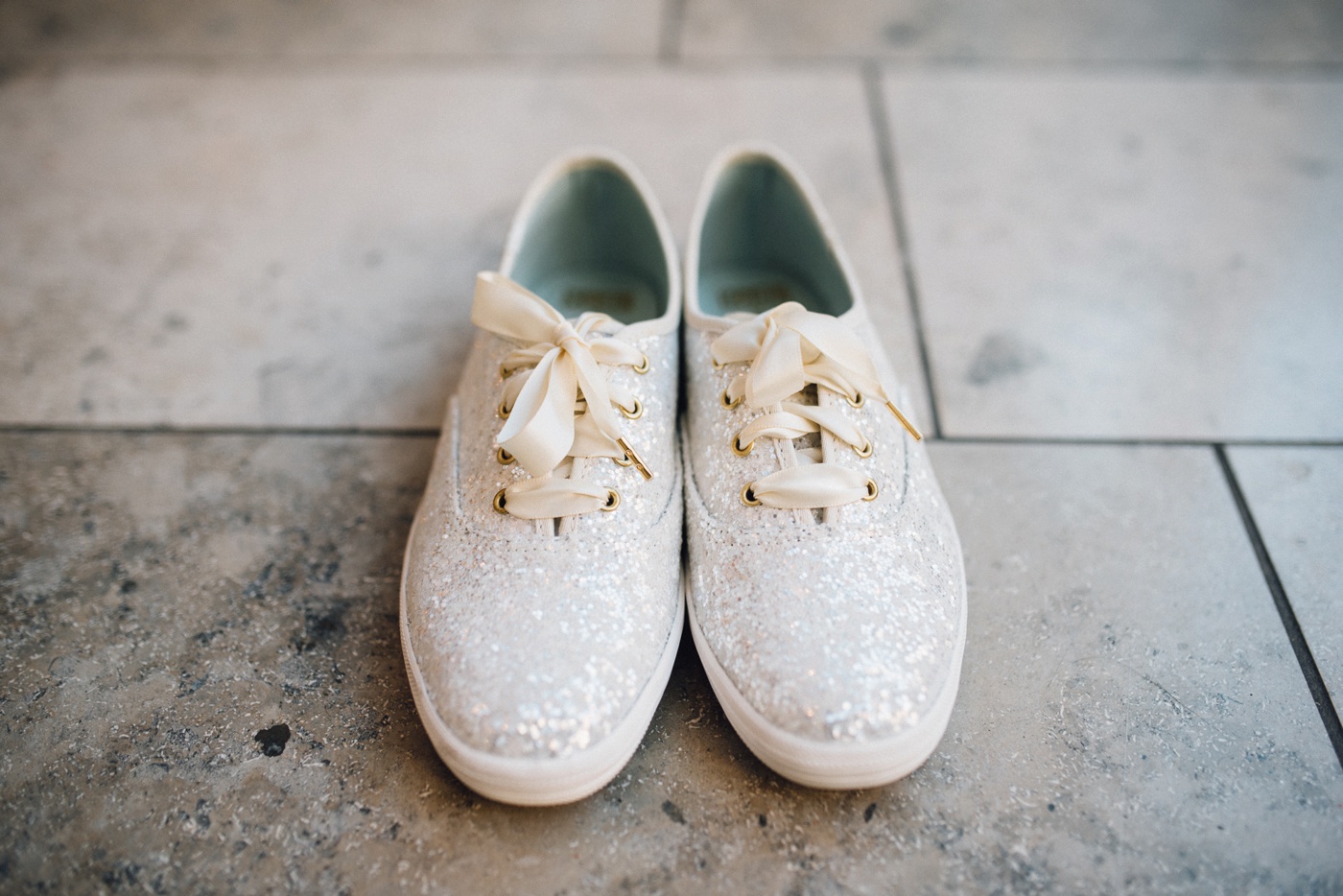 Kate Spade White Sparkly Keds photo